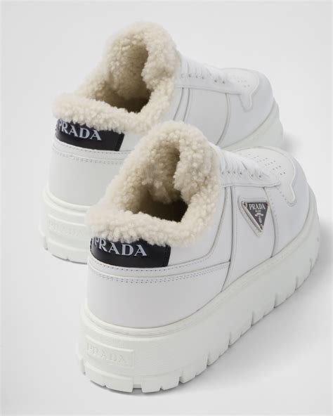 hi top prada sneakers|prada leather and shearling sneakers.